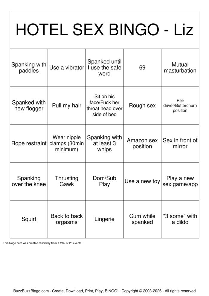 Download Free Sex Act Bingo Bingo Cards
