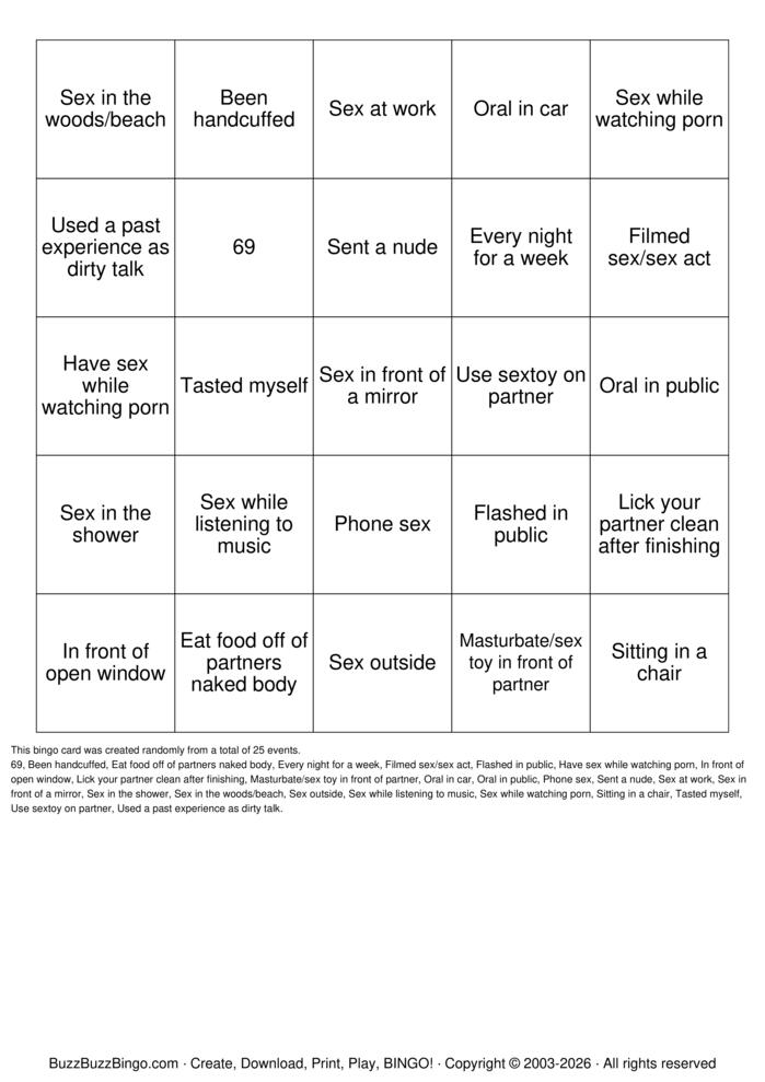 Download Free Sex Bingo Bingo Cards