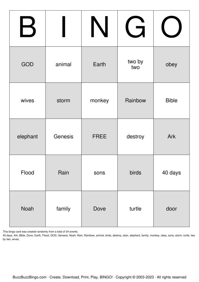 Download Free Bible Bingo Cards