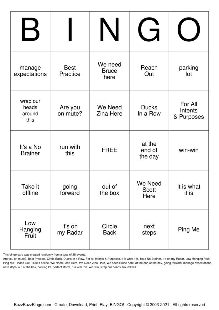 Business Buzzword Bingo Cards to Download, Print and Customize!