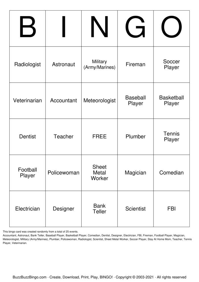Career Bingo Cards to Download, Print and Customize!