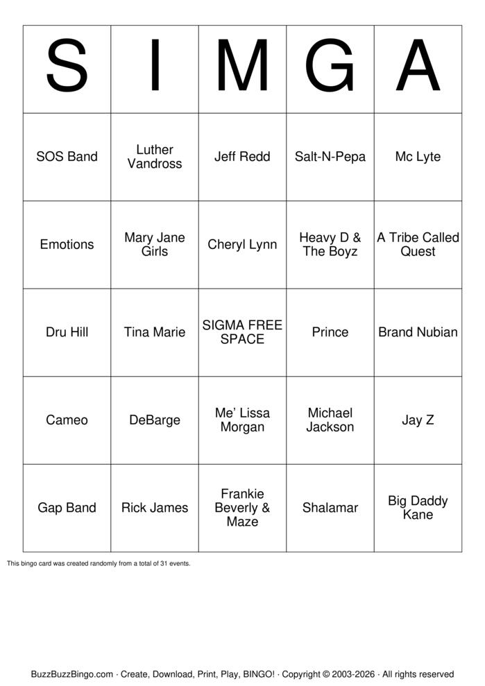 Download Free Custom Bingo Cards