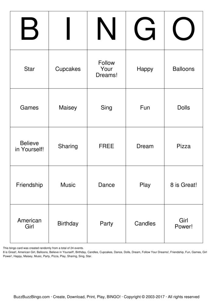Download Free Custom Bingo Cards