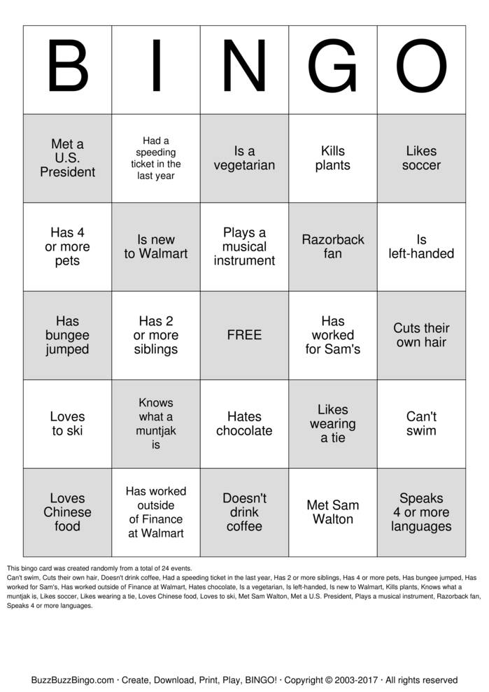 Download Free Custom Bingo Cards