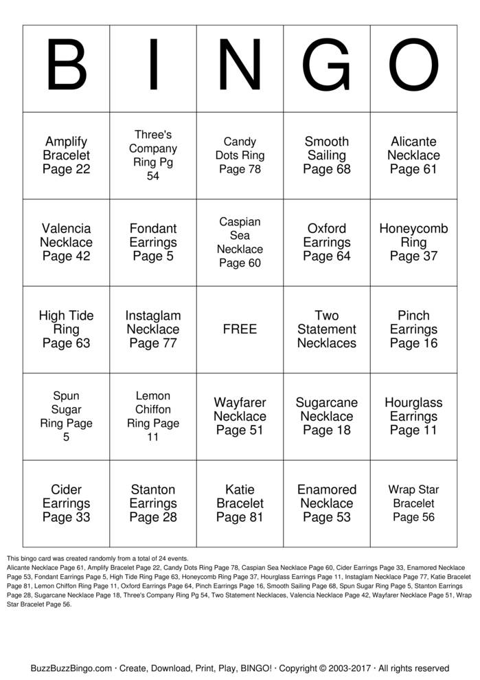 Download Free Lia Sophia BLINGO Bingo Cards Download Free Lia Sophia BLINGO Bingo Cards