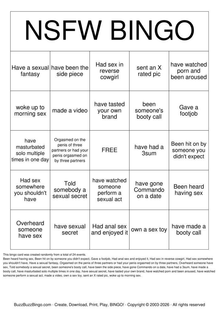 Download Free NSFW Male Bingo Cards Download Free NSFW Male Bingo Cards