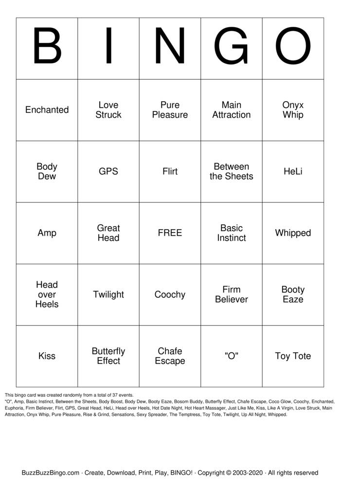 Download Free PURE ROMANCE Bingo Cards Download Free PURE ROMANCE Bingo Cards