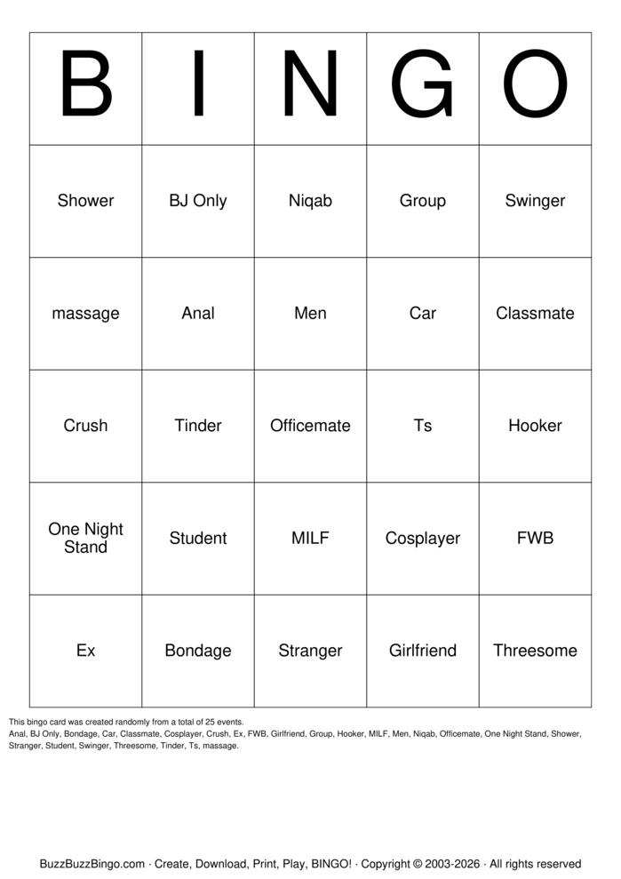 Download Free Sex Fantasy Bingo Cards