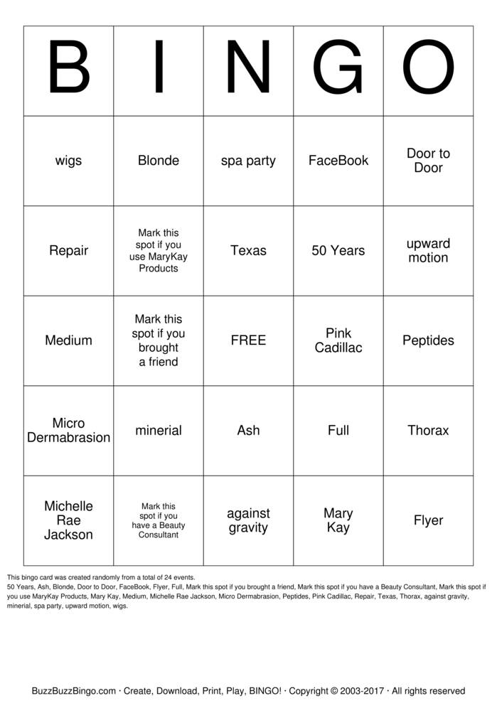 Spa Bingo Cards to Download, Print and Customize!