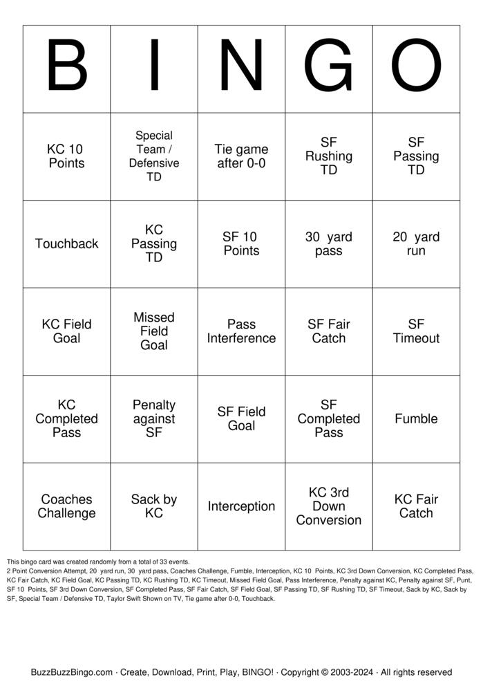 Superbowl Bingo Cards to Download, Print and Customize!