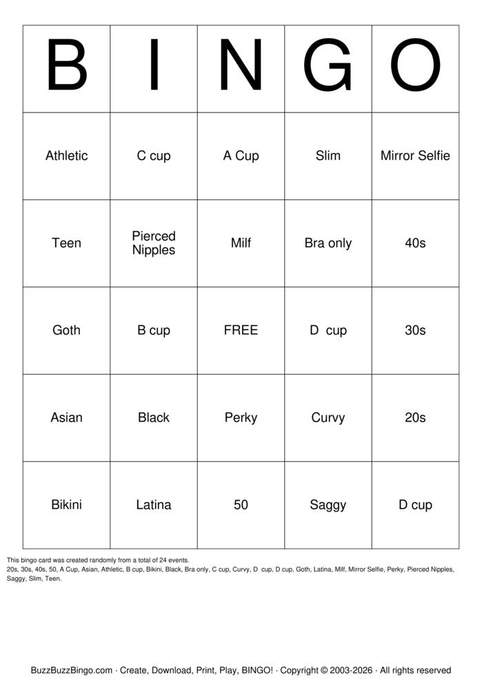 Download Free Titty Bingo Cards