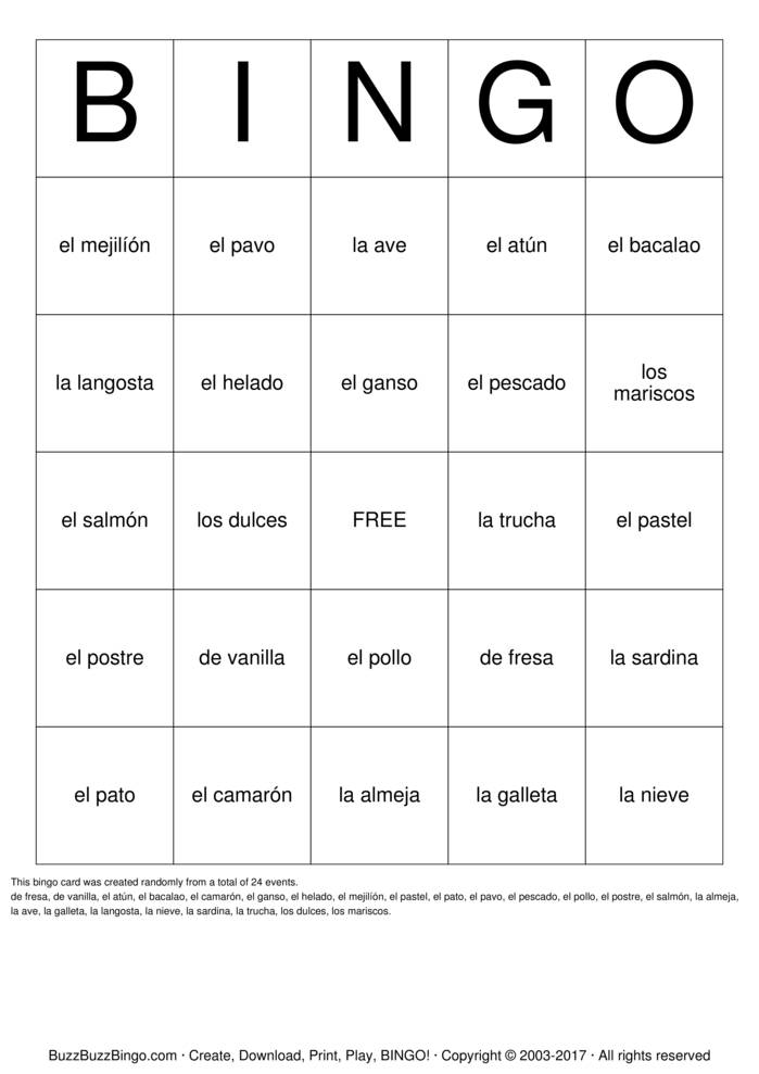 spanish Bingo Cards to Download, Print and Customize!