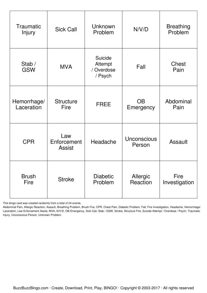 911 Bingo Bingo Cards to Download, Print and Customize!