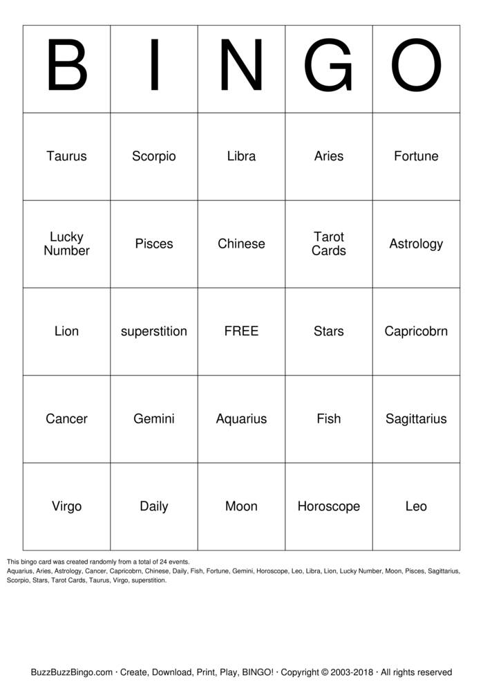 Download Free Capricorn Bingo Bingo Cards Download Free Capricorn Bingo Bingo Cards