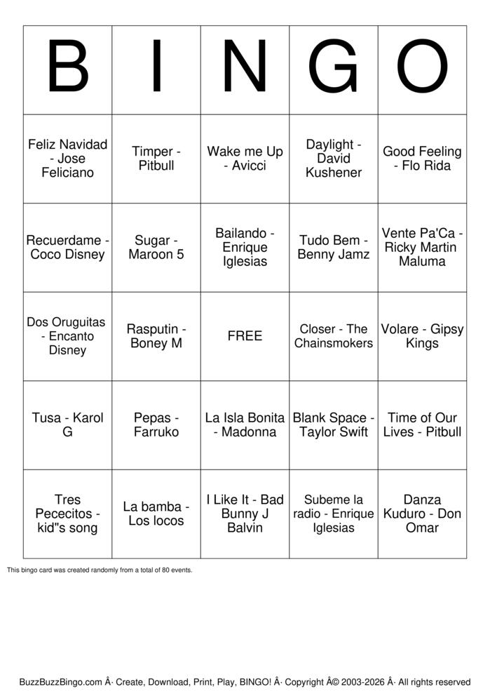 Download Free Hispanic Heritage Bingo Bingo Cards