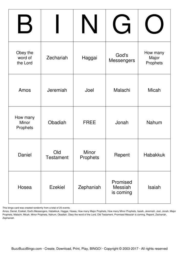 Download Free MAJOR/MINOR PROPHETS Bingo Cards Download Free MAJOR/MINOR PROPHETS Bingo Cards