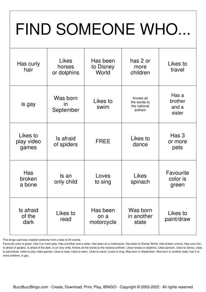 Download Free Mingle Bingo  Bingo Cards