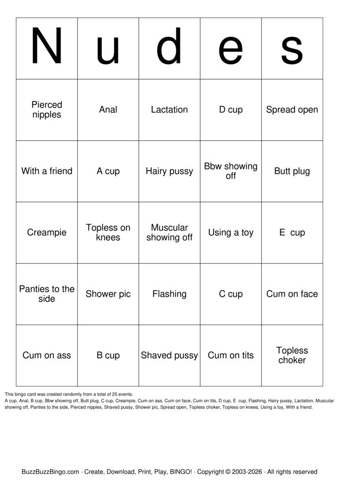 Download Free Nude Bingo Bingo Cards