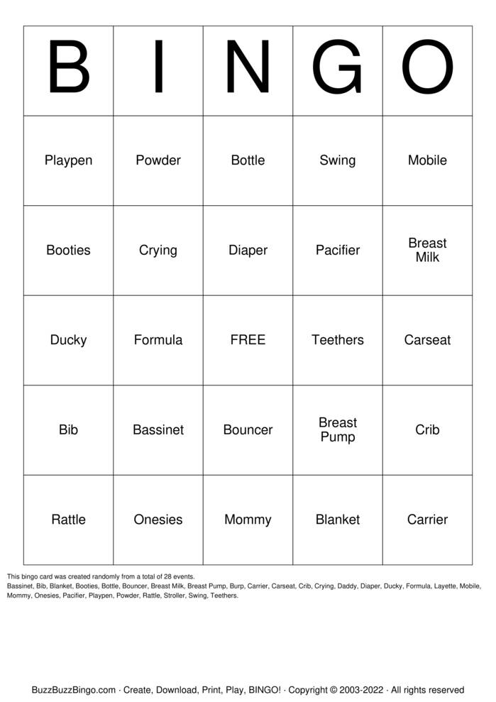 Precious Baby Dolls Bingo Cards to Download, Print and Customize!