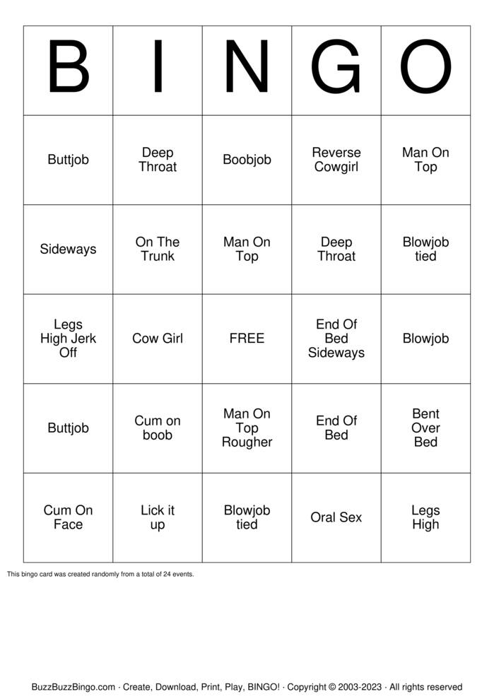Download Free Sex Positions Bingo Cards