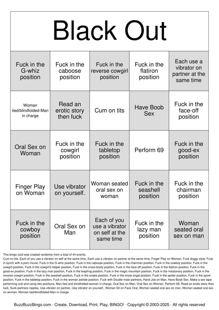 Download Free Sex Positions Bingo Cards