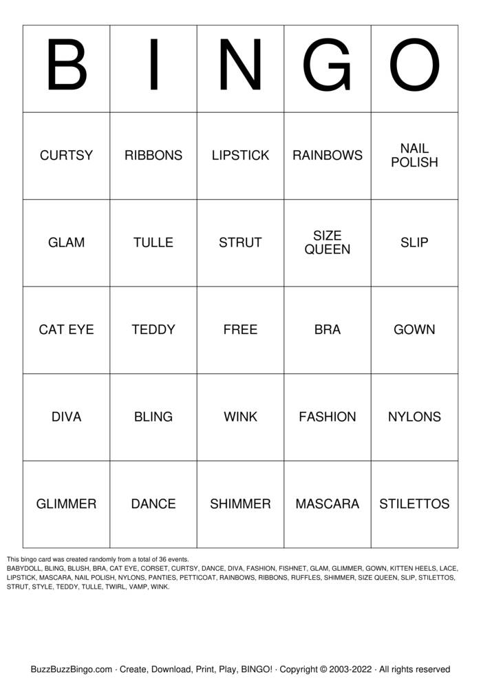 kink Bingo Cards to Download, Print and Customize!