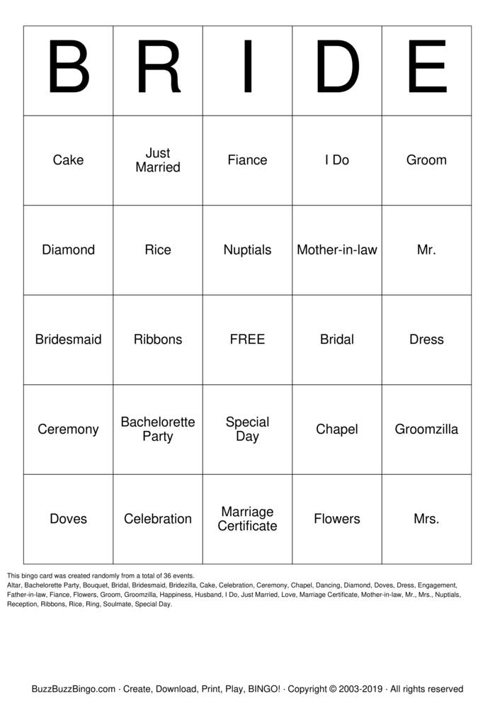 Bridal Shower Bingo Cards to Download, Print and Customize!