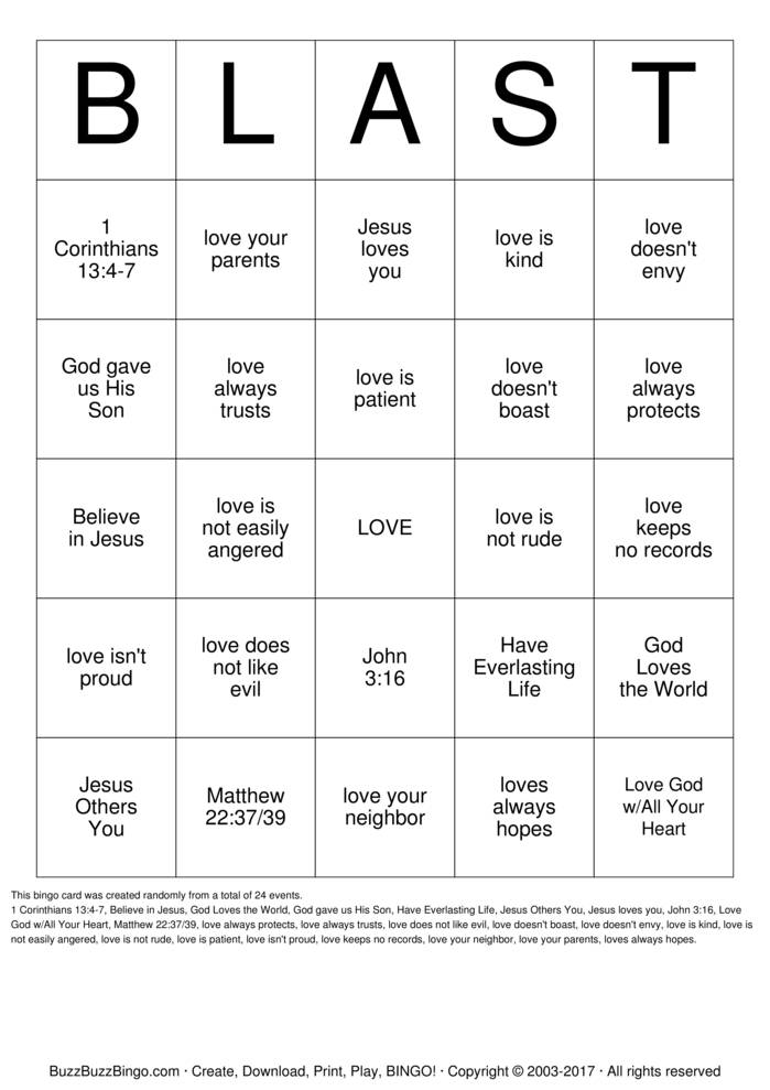 Children't church Bingo Cards to Download, Print and Customize!
