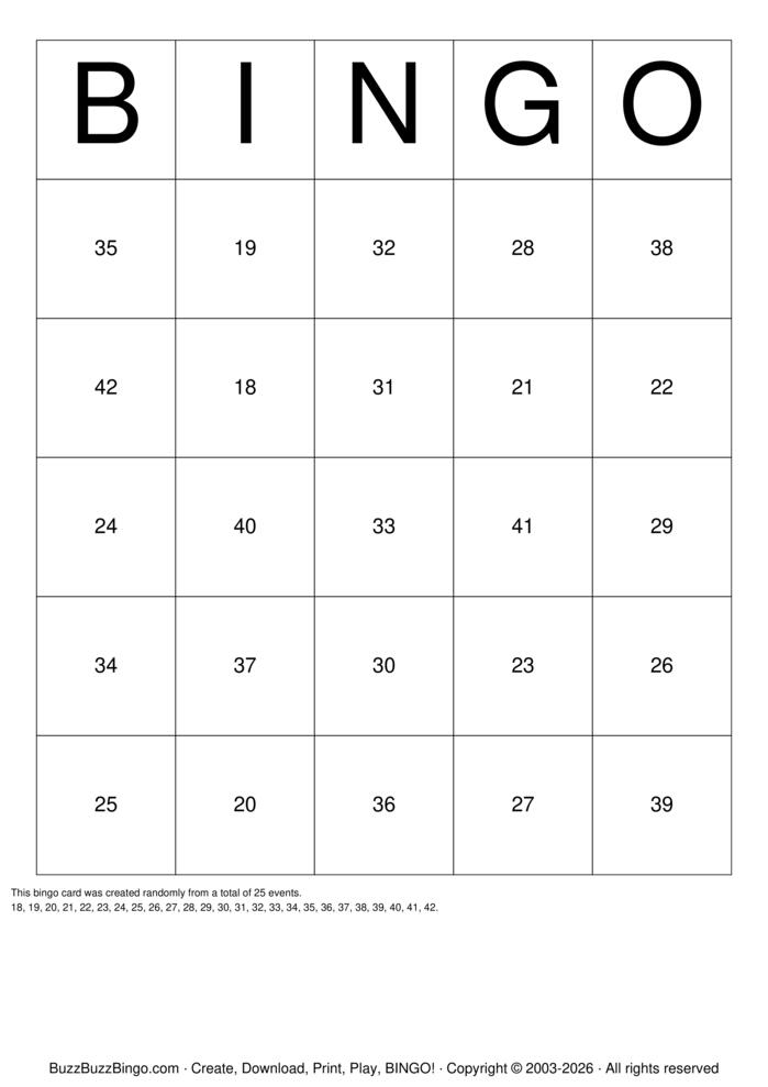 Download Free Custom Bingo Cards