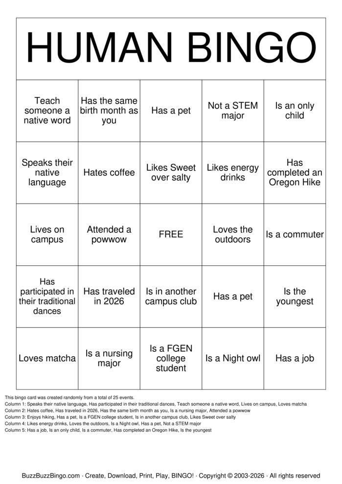 Download Free Custom Bingo Cards