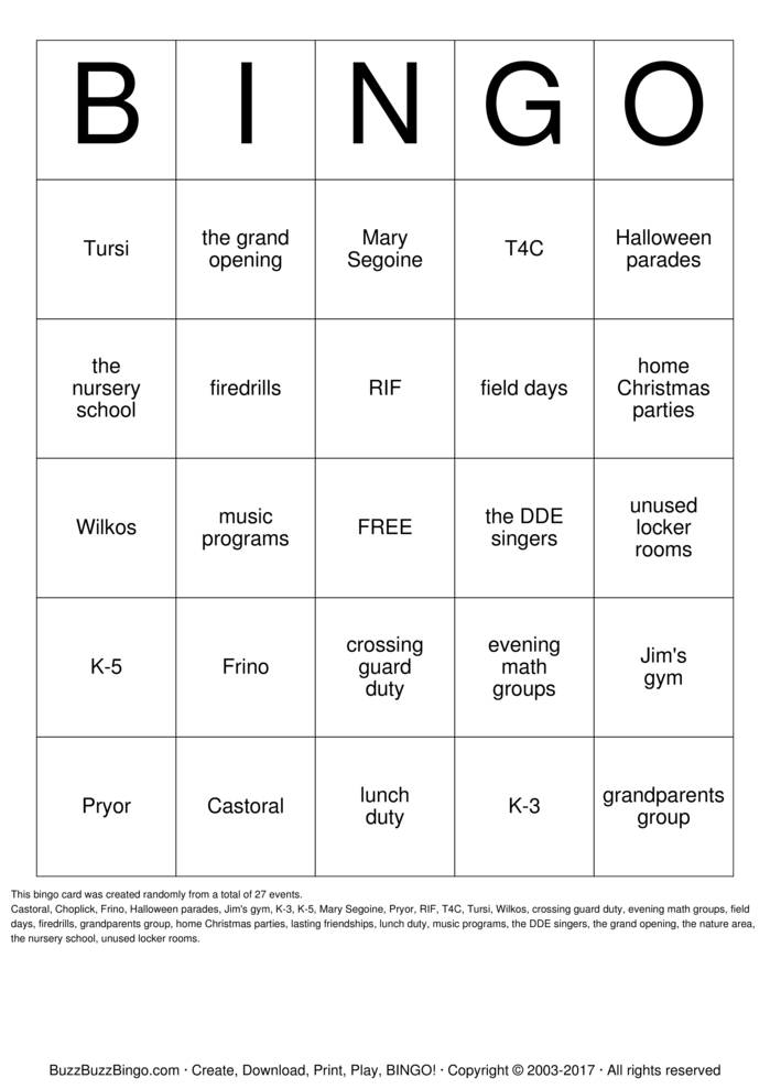 Download Free Custom Bingo Cards
