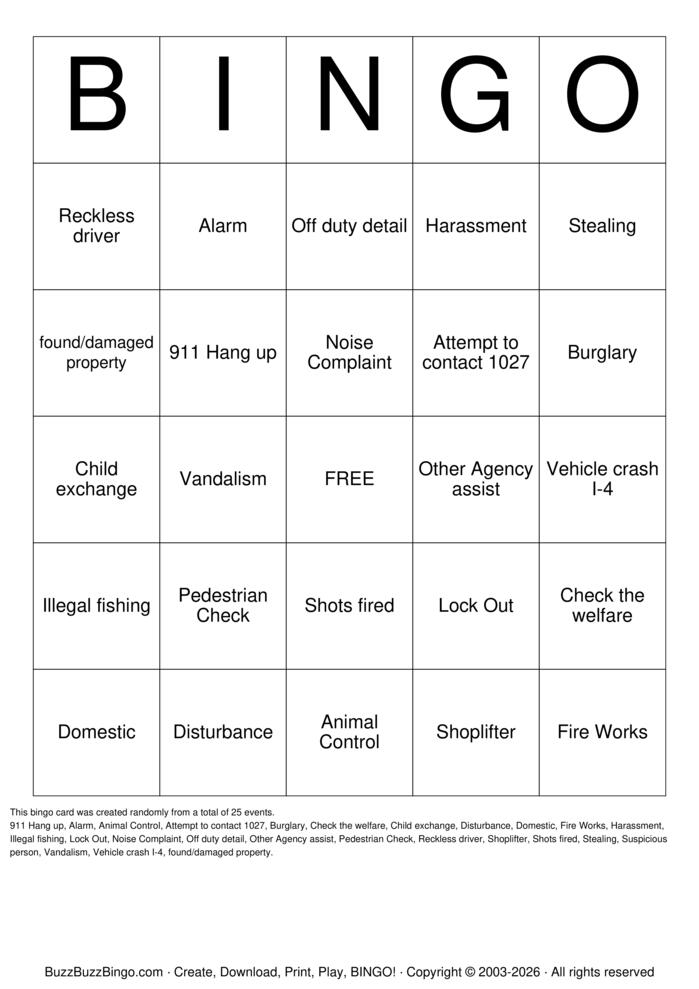 Download Free Dispatch Bingo! Bingo Cards