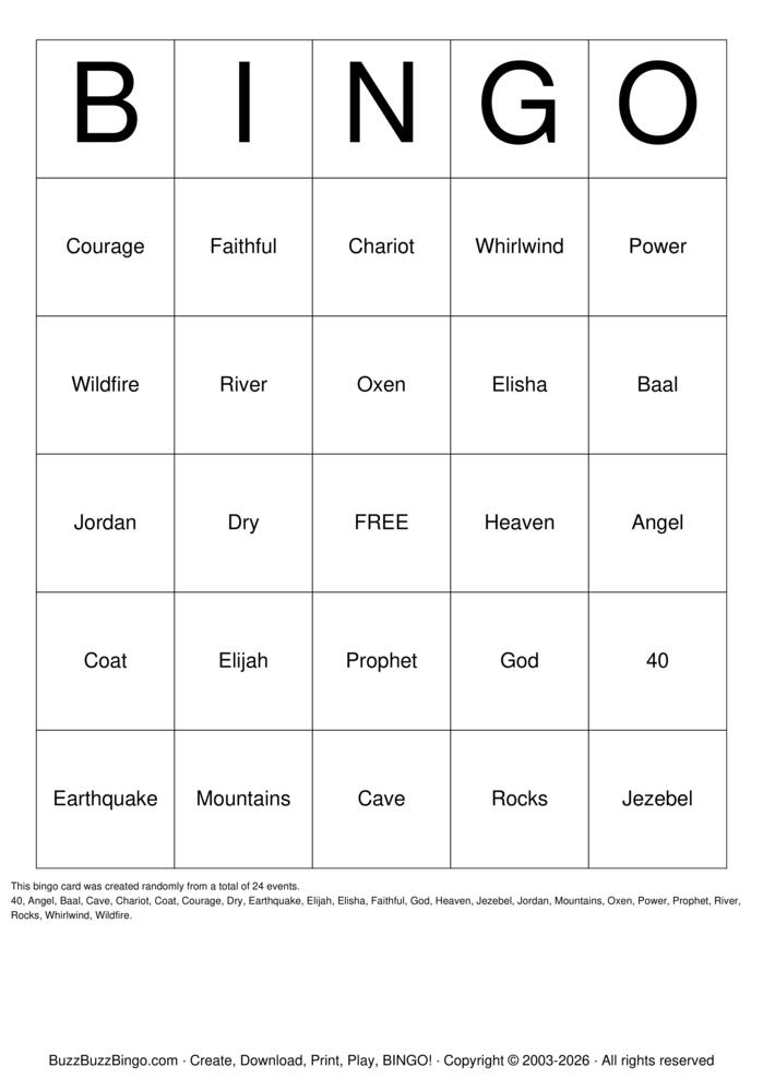 Download Free Elijah and Elisha1 Bingo Cards