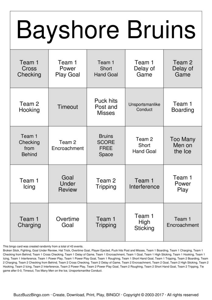 Hockey Bingo Cards to Download, Print and Customize!