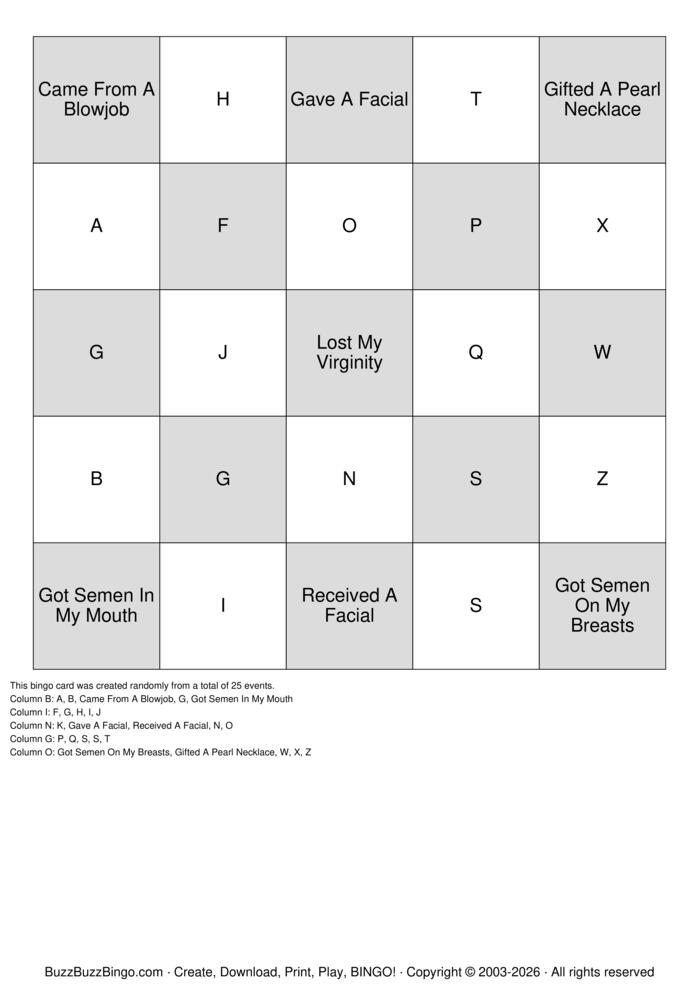 Download Free I've Had Sex Before And I... Bingo Cards