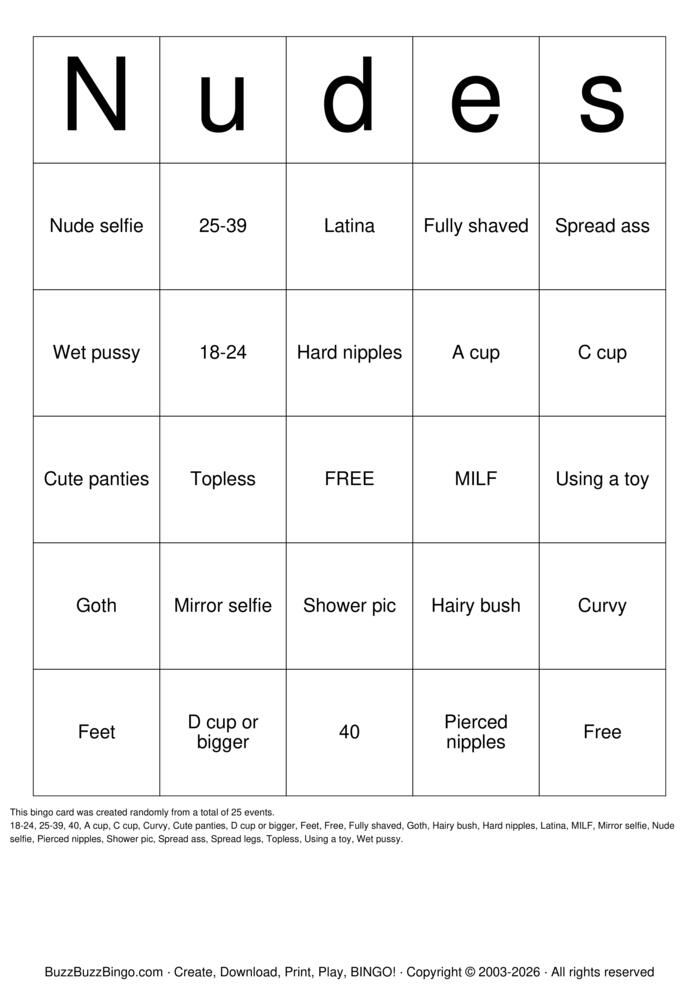 Download Free Nude Bingo Bingo Cards Download Free Nude Bingo Bingo Cards