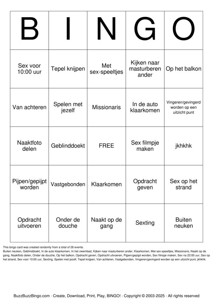 Download Free Vakantie Sex Bingo Bingo Cards