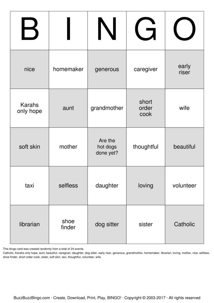 Download Free Joan Bingo Cards