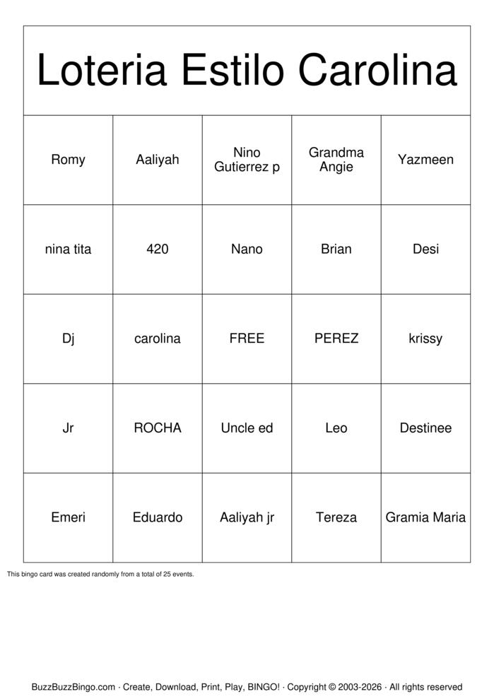 Download Free LOTERIA Bingo Cards
