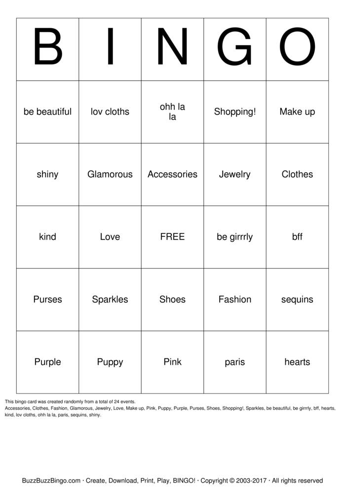 MAKE UP Bingo Cards to Download, Print and Customize!