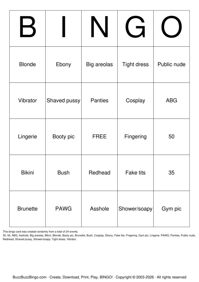 Download Free NSFW Bingo Cards Download Free NSFW Bingo Cards