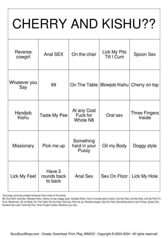 Pussy licking position Bingo Cards to Download, Print and Customize!