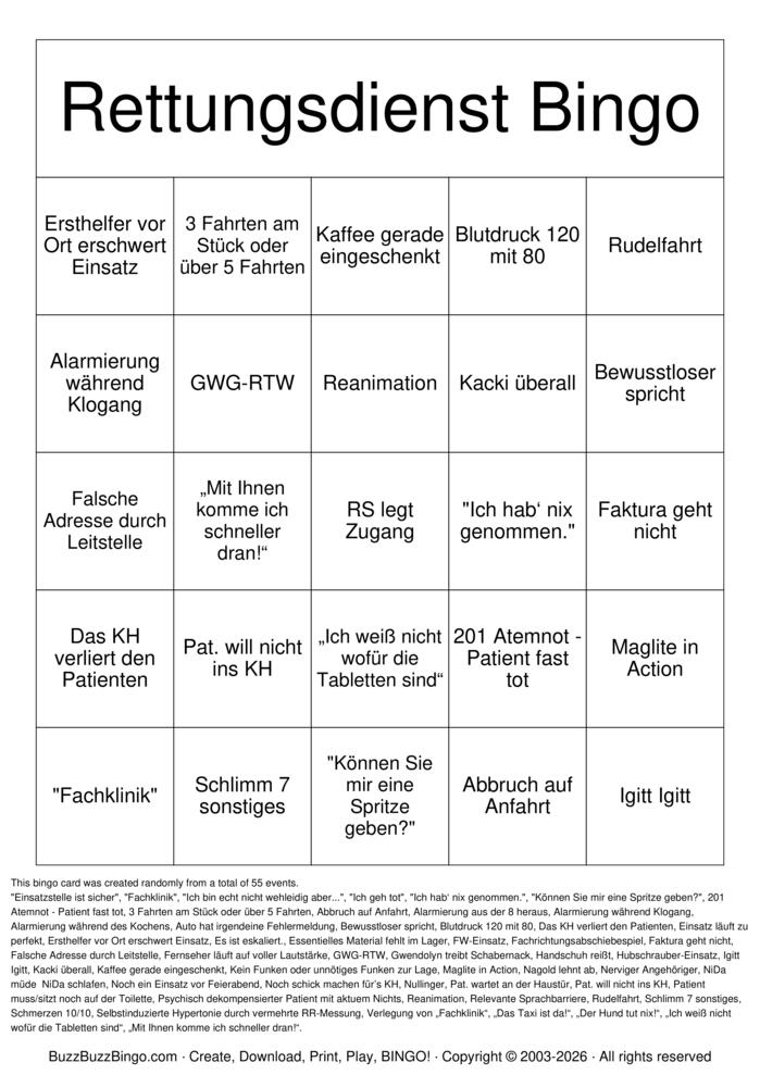 Download Free Rettungsdienst Bingo Bingo Cards Download Free Rettungsdienst Bingo Bingo Cards