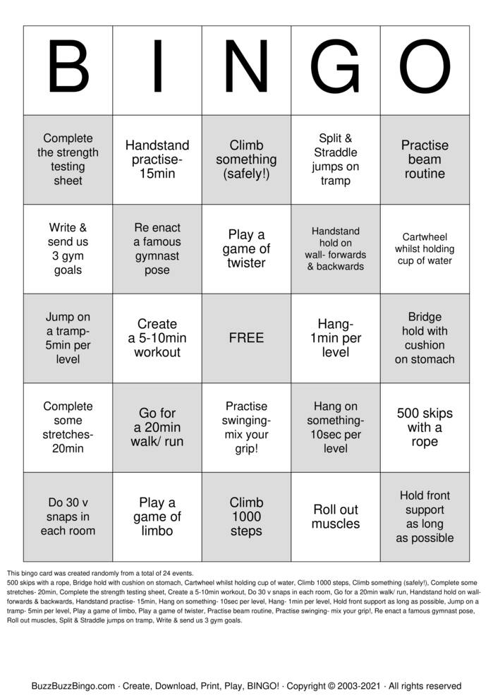 Download Free Aspire Gymnastics WAG Classes Bingo Cards Download Free Aspire Gymnastics WAG Classes Bingo Cards
