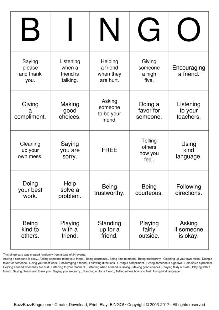 Be a Bucket Filler Bingo Cards to Download, Print and Customize!