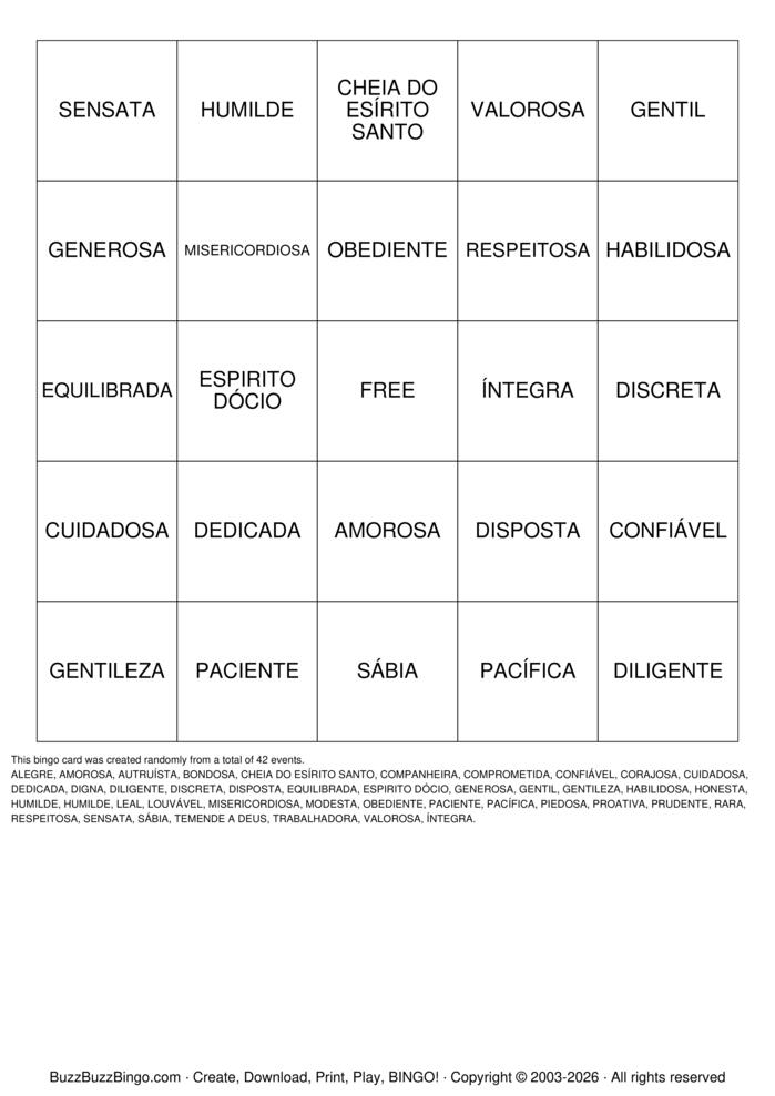 Download Free Bingo da Mulher Virtuosa Bingo Cards
