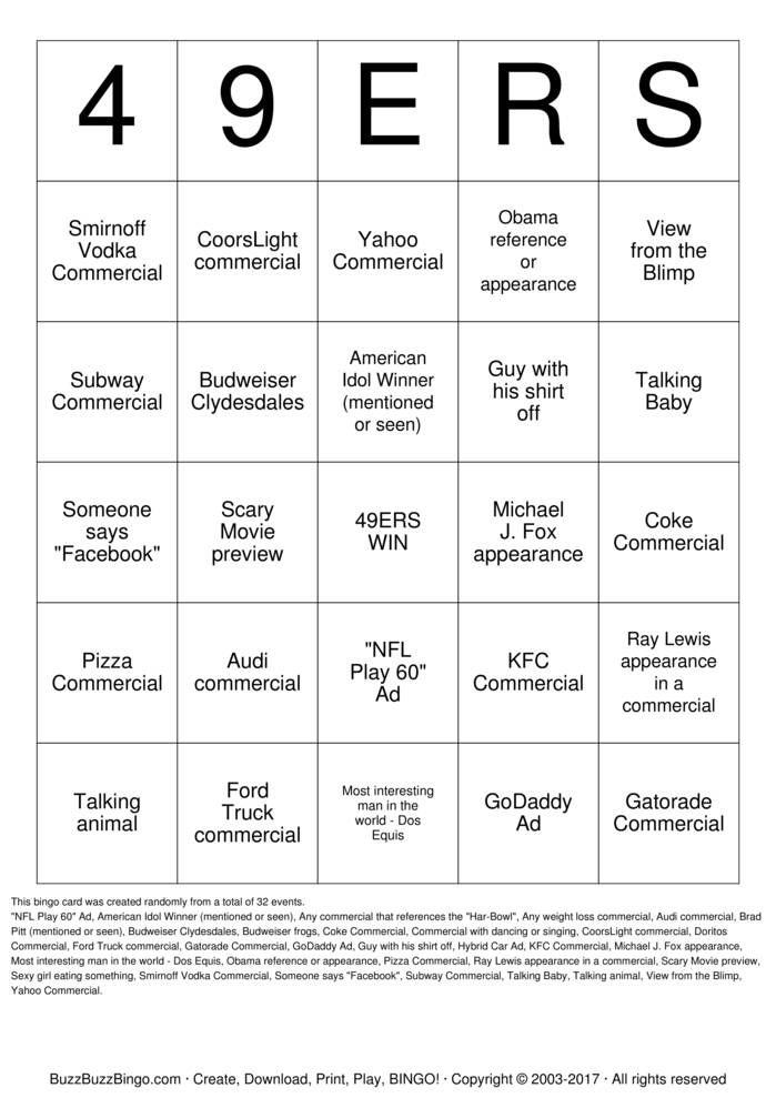 Download Free Custom Bingo Cards