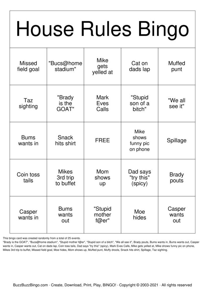 Download Free Custom Bingo Cards