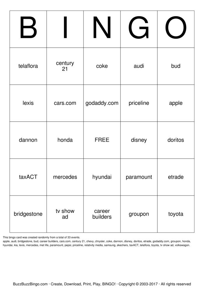 Custom Bingo Cards to Download, Print and Customize!