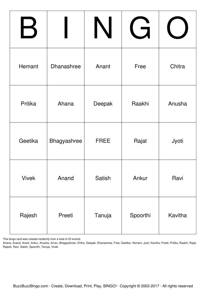 Download Free Diwali Party Bingo Cards Download Free Diwali Party Bingo Cards